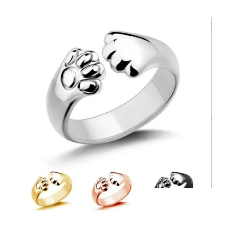 adjustable bear claws open band rings gold silver cute animal claws ring 4 colors jewelry gift for women