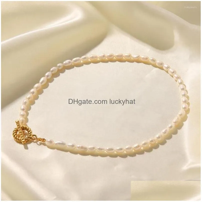 choker elegant real irregular baroque pearl necklace statement minimalist luxury stainless steel collar jewelry for women female