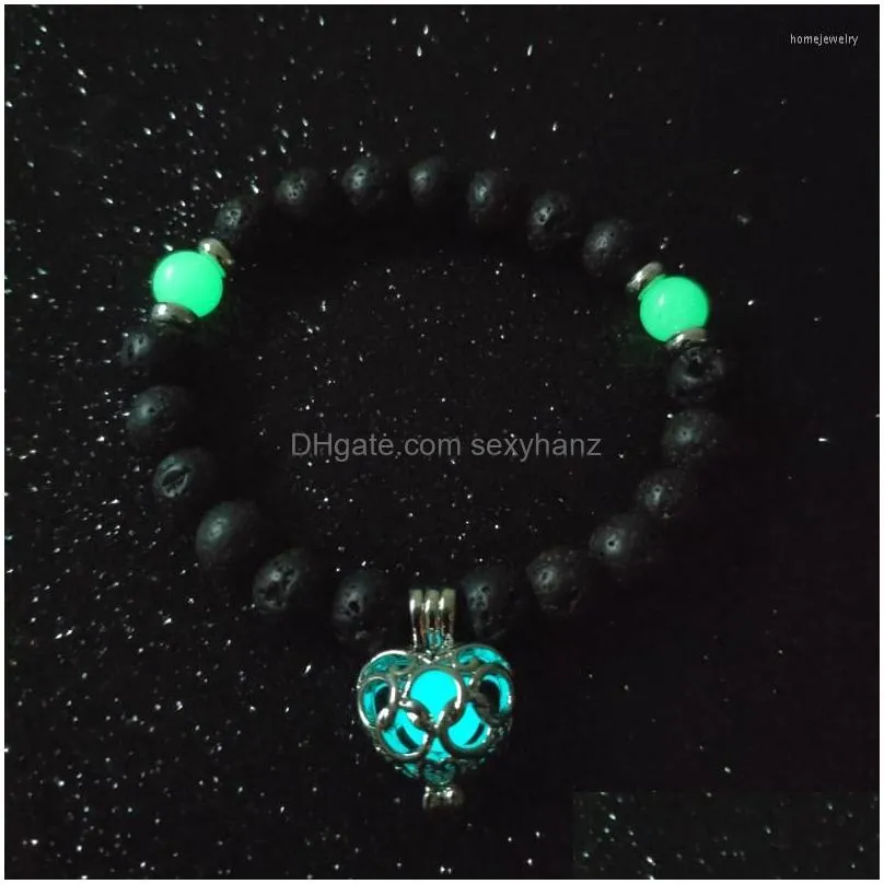 strand classic gun luminous bracelet natural volcanic stone glow in the dark fashion handmade jewelry for men women gifts