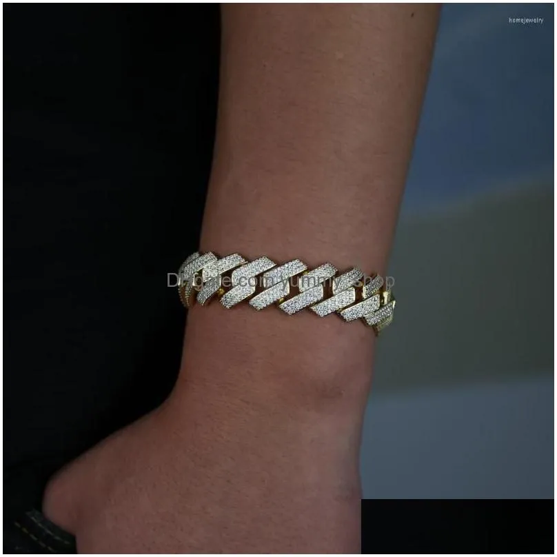 charm bracelets summer fashion hip hop  cuban chain 19mm wide bracelet with cz heavy for women men wholesale punk style jewelry