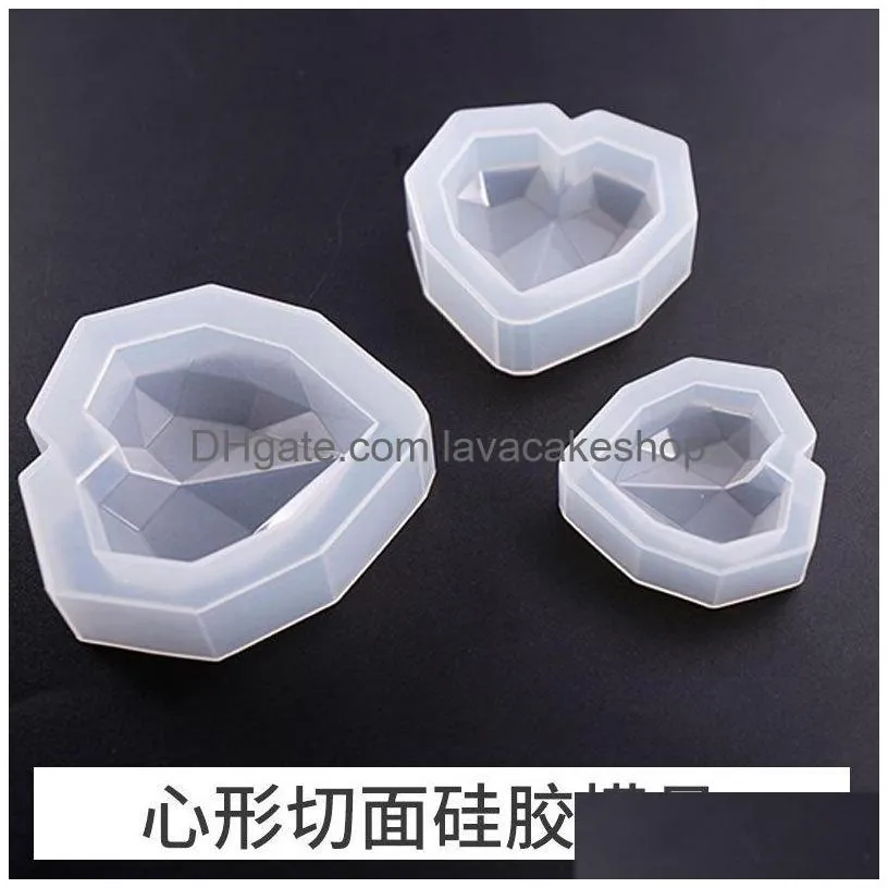 1pcs 3d love heart design silicone cake mold diamond soap moulds diy car pendant gypsum plaster hearts mold handmade candle molds 20220221