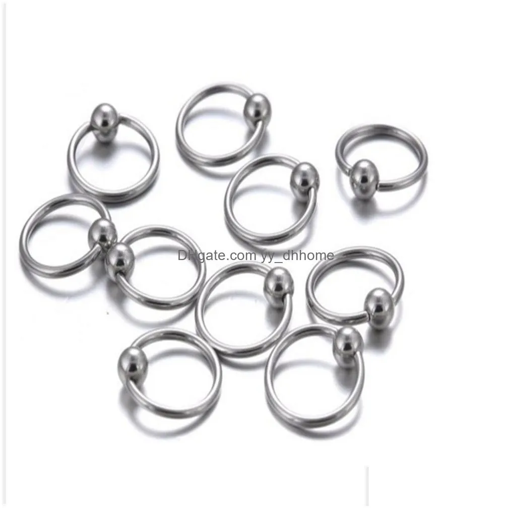 10pcs/set nose ring piercing body jewelry steel hoop ring closure for lip ear nose silver plated ball body jewelry