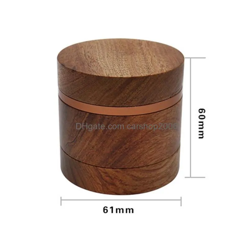 wooden manual herb grinder exquisite household smoking accessories 61mm aluminum alloy 4 layers tobacco grinders