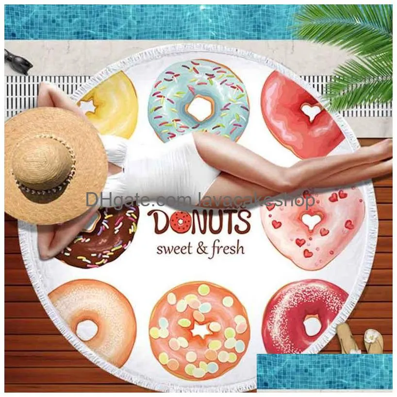 towel nuts printed microfiber beach for adult kids yoga mat tassel blanket large soft cute round 150cm tapestry home decor