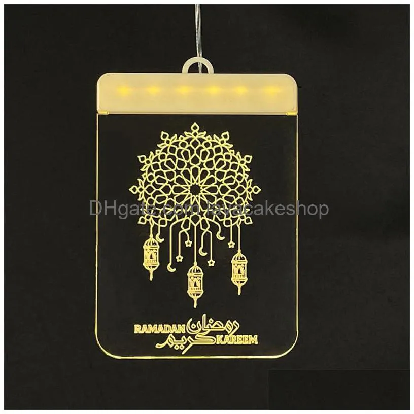 eid mubarak party led hanging lights battery powered decoration lamp ramadan 3d acrylic lamps pendant muslim holiday decorative