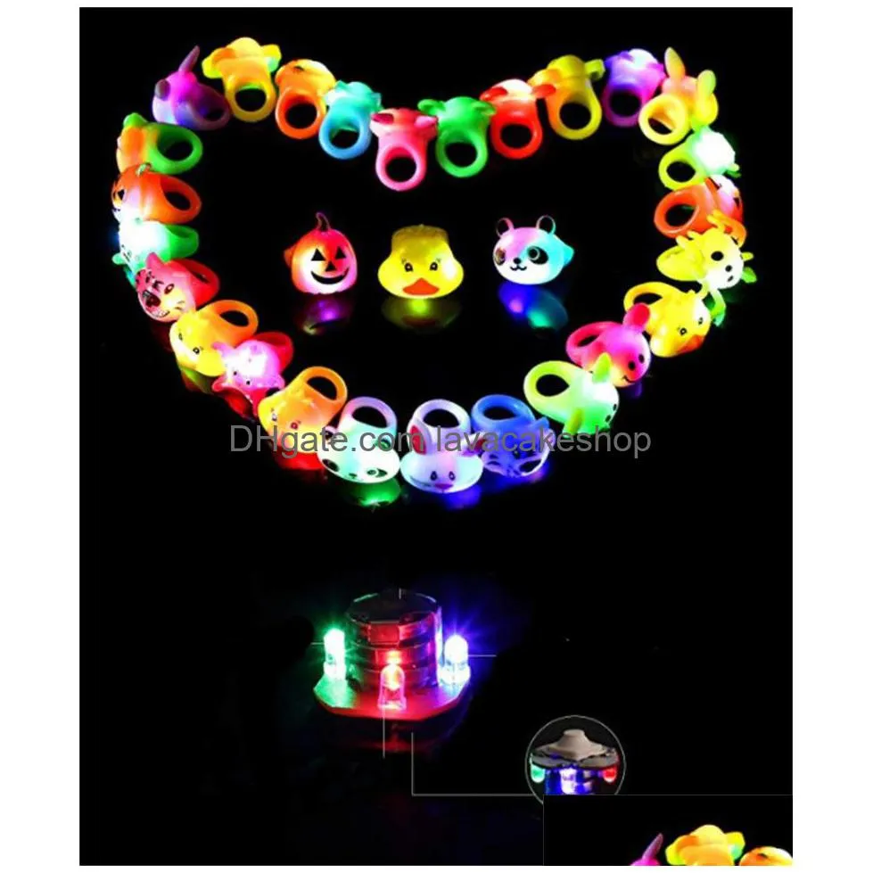 3d halloween light up ring toys cartoon finger glowing fun toys for kids adults party event favors