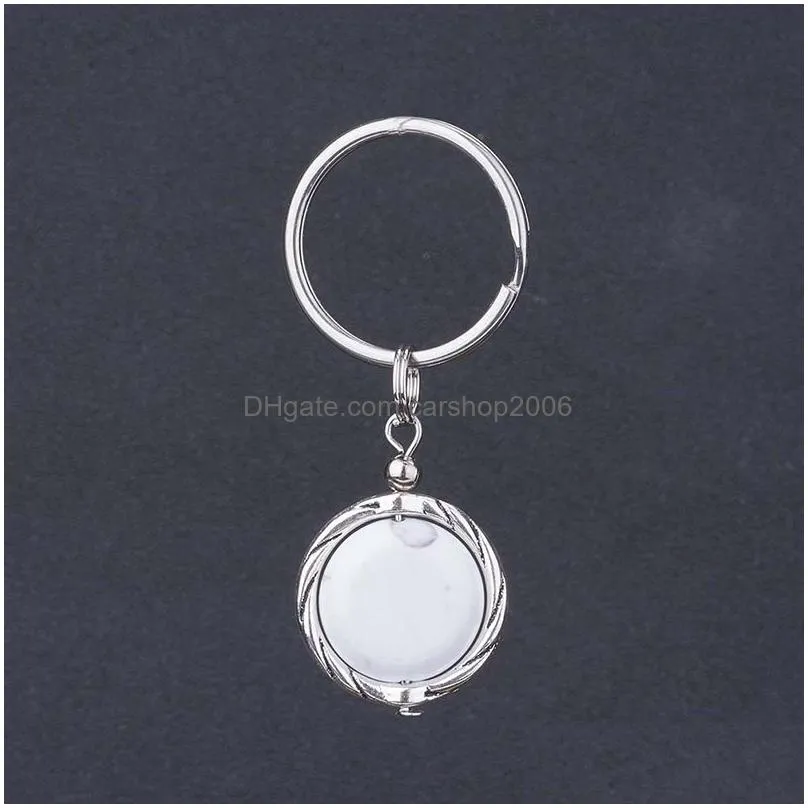 natural crystal stone keychains flip gem stainless steel keychain pendant fashion accessories keyring key chains