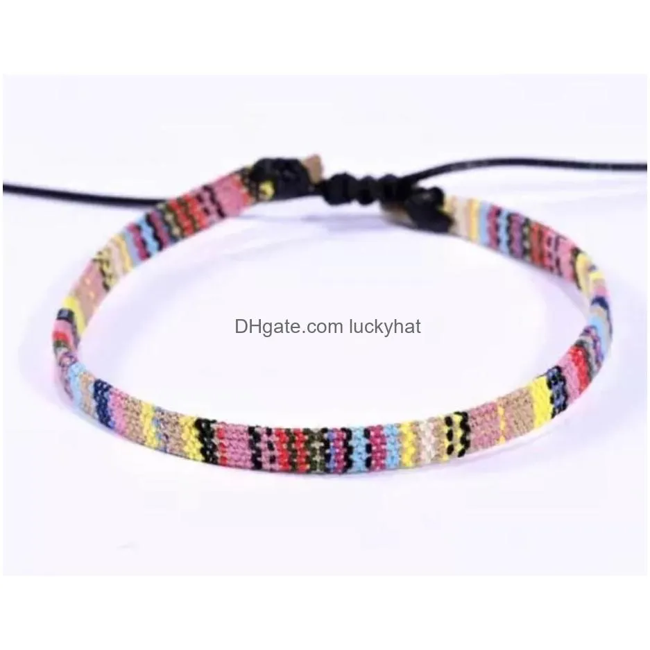 strand beaded strands nepalese multicolor braided bracelet for women and man anklet combination vintage fabric woven handmade