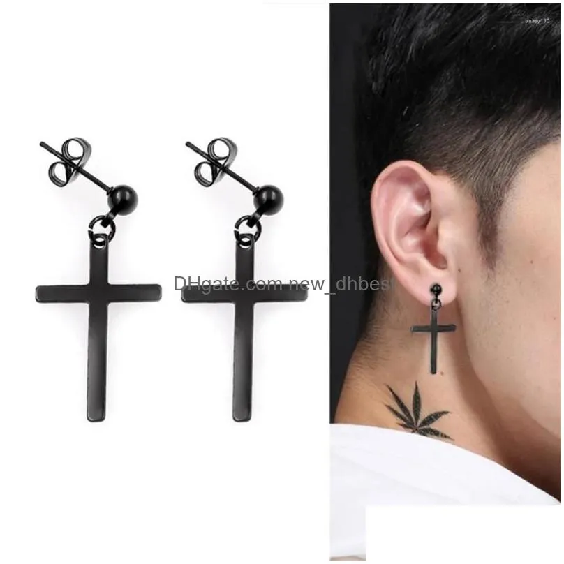 backs earrings 1pcs stainless steel buckle for men jewelry gifts titanium punk cross party date male fashion