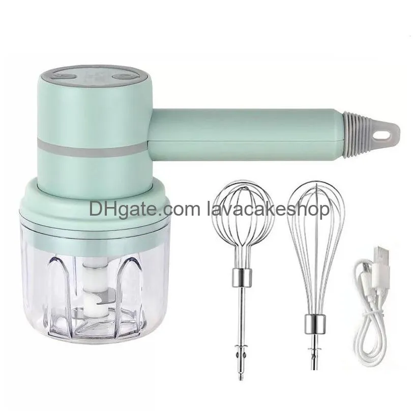 wireless 3 speed mini mixer electric food blender garlic chopper automatic cream food cake baking mixer egg beater