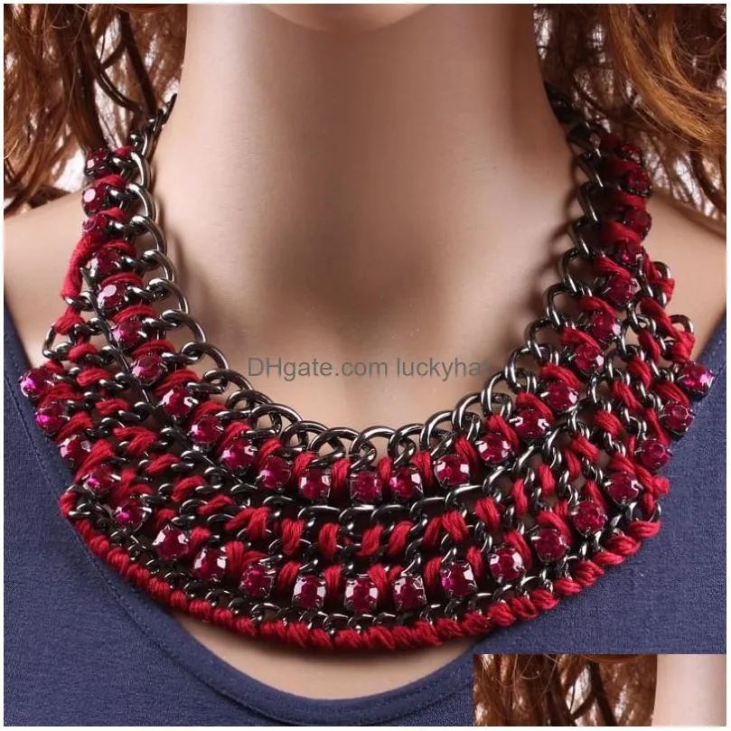 chains design spring string chain braided crystal chunky necklace fashion jewelry for women 2023