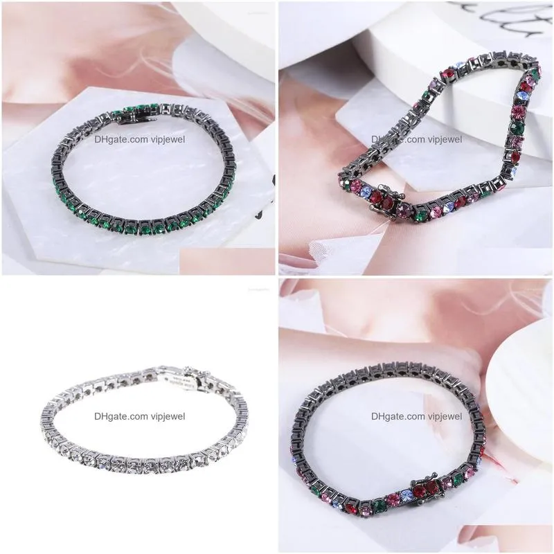 charm bracelets personality simple and colorful shining round single row color diamond texture temperament bracelet