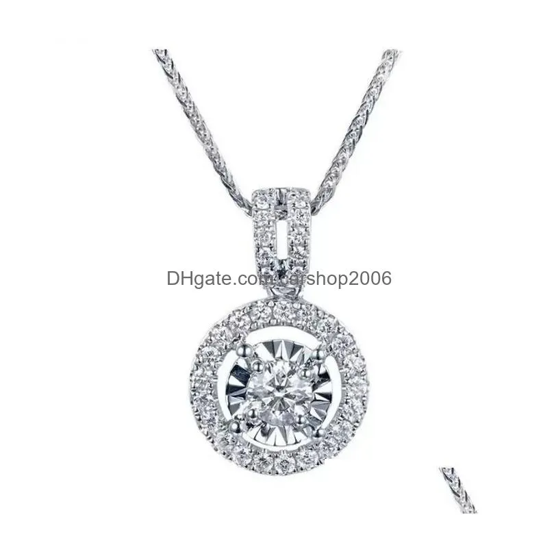 luxury jewelry circle pendant 925 sterling silver round cut white topaz cz diamond gemstones eternity party women wedding clavicle necklace