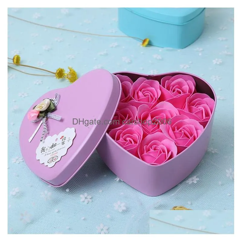 romantic soap flower gift box party favor 9 roses flowers scented bath body petal foam artificial flower valentines day gifts