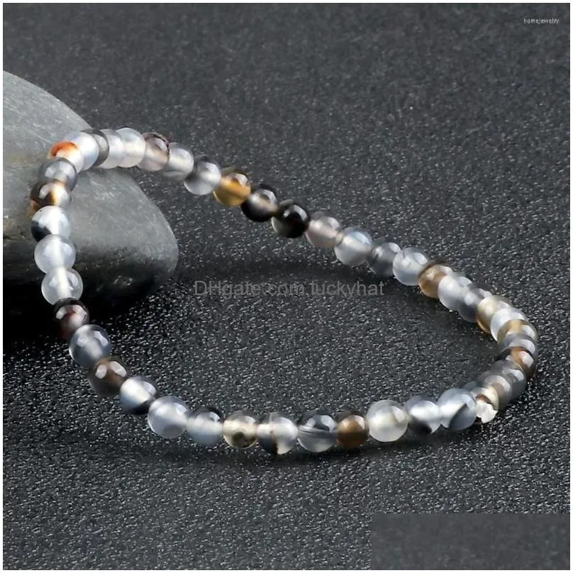 strand stripe natural stone bracelets mini 4mm beads stretch bracelet energy bangle wristband women men jewelry drop