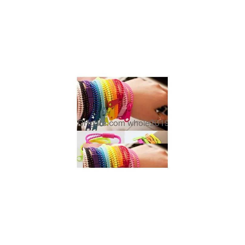 wholesale 10pcs/lot 2015 zip bracelet wristband dual single color metal zipper bracelet fluorescent neon creative bracelet for