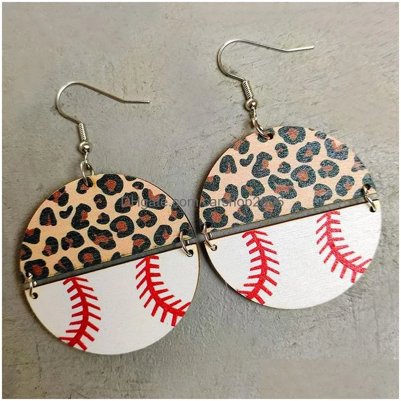 sports leopard earrings charm soccer half round splicing pendant earring studs