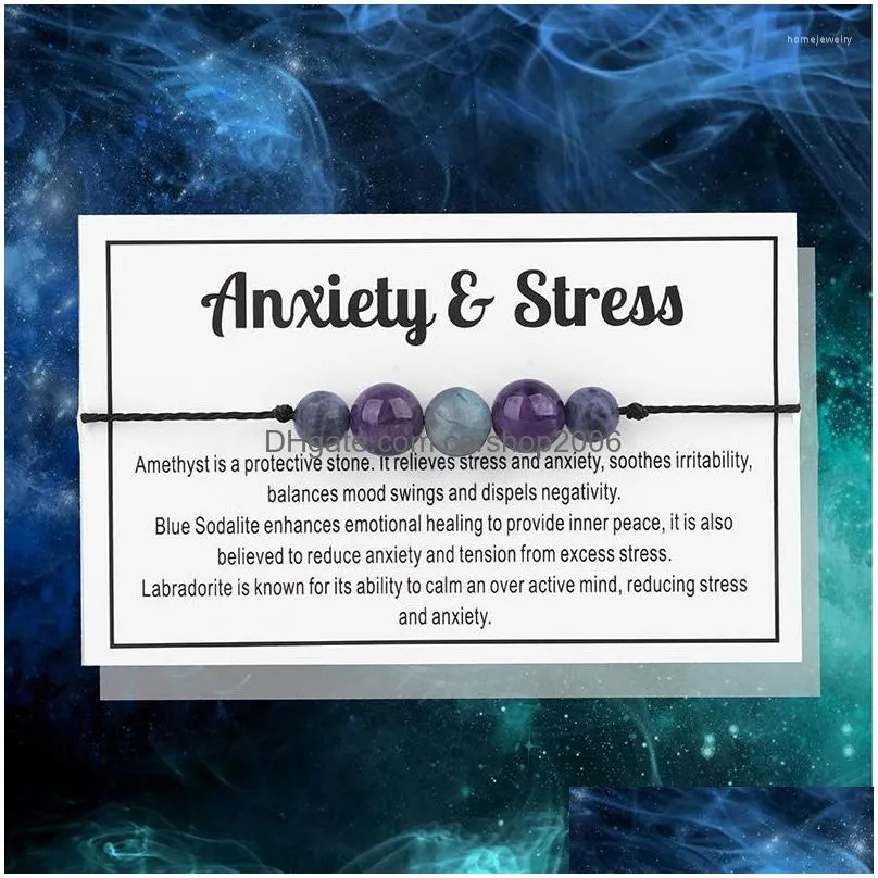 strand anxiety stress bracelet protection/luck/calm/love stone quartz healing crystal beads jewelry women men chakra bangles gift
