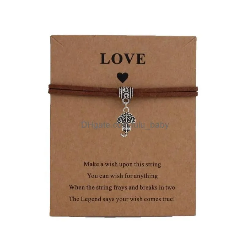 strand shiping umbrella charms wish card bracelet for women girls adjustable friendship bracelets family tree jewelry meaningful