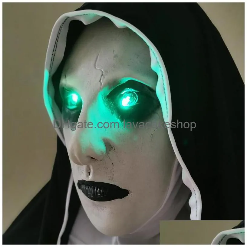 nun mask halloween cosplay costumes props virgin mary sister terror face mask party ghost1