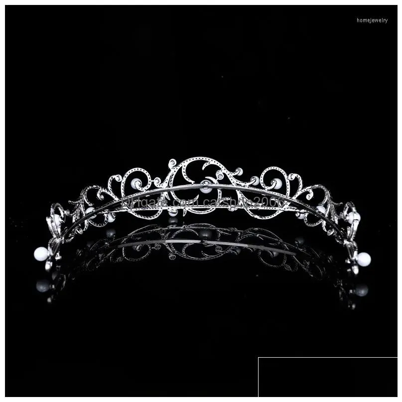 hair clips 2022 crown pearl zircon wedding headdress dress accessories princess party head jewelry ht21011