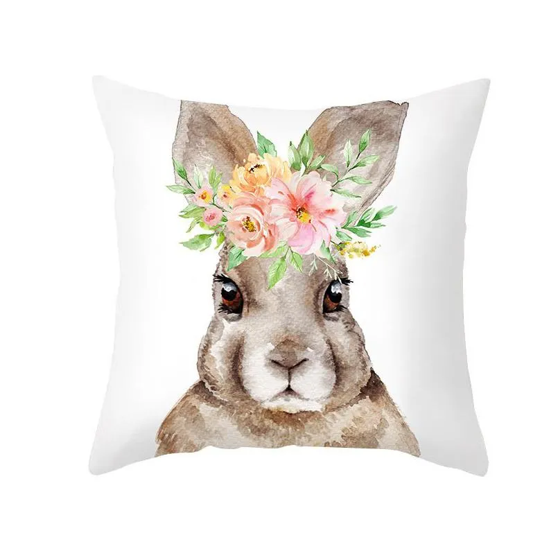 easter party pillow case peach skin rabbit egg bunny pillow cushion cover 18x18 inches spring event home decoration