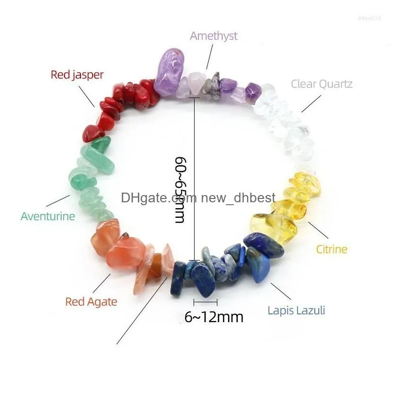 strand healing 7 chakra natural crystal bracelet for women mix colorful irregular mineral chips quartz bangle yoga meditation