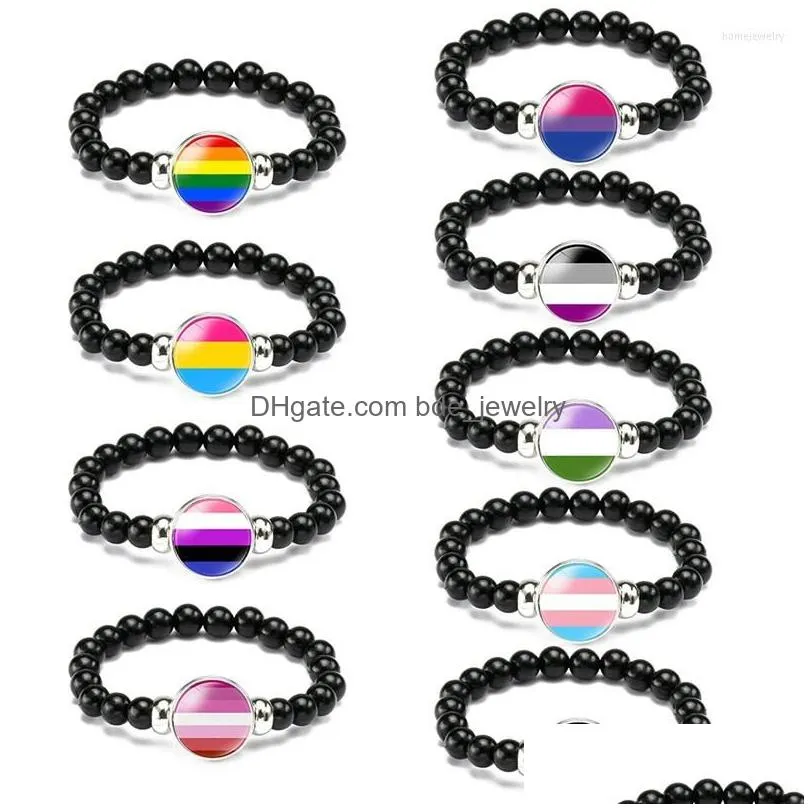 strand 1pc rainbow flag gay lesbian pride charm bracelet homosexual accessories beaded weave