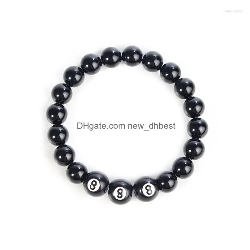 strand european and american acrylic number 8 volleyball basketball sports bracelet mens imitation obsidian beads