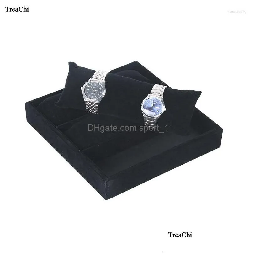 jewelry pouches velvet watch pilow display tray 3 grids bracelet bangle organizer case necklace wrestwatch cushion