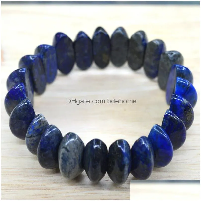 strand natural 15x20 mm claw shape smooth elastic cord stone crystal obsidian opal amethyst lapis bracelets bangles femme for women