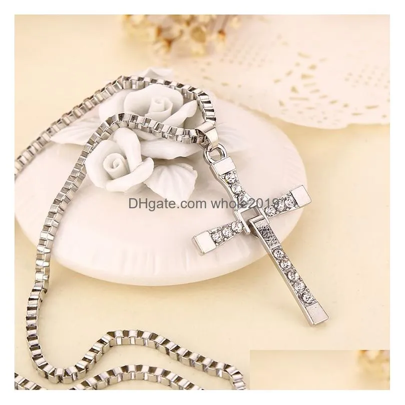 pendant necklaces lucky movie characters logo religion jesus cross zircon necklace love woman mother girl gift wedding blessing