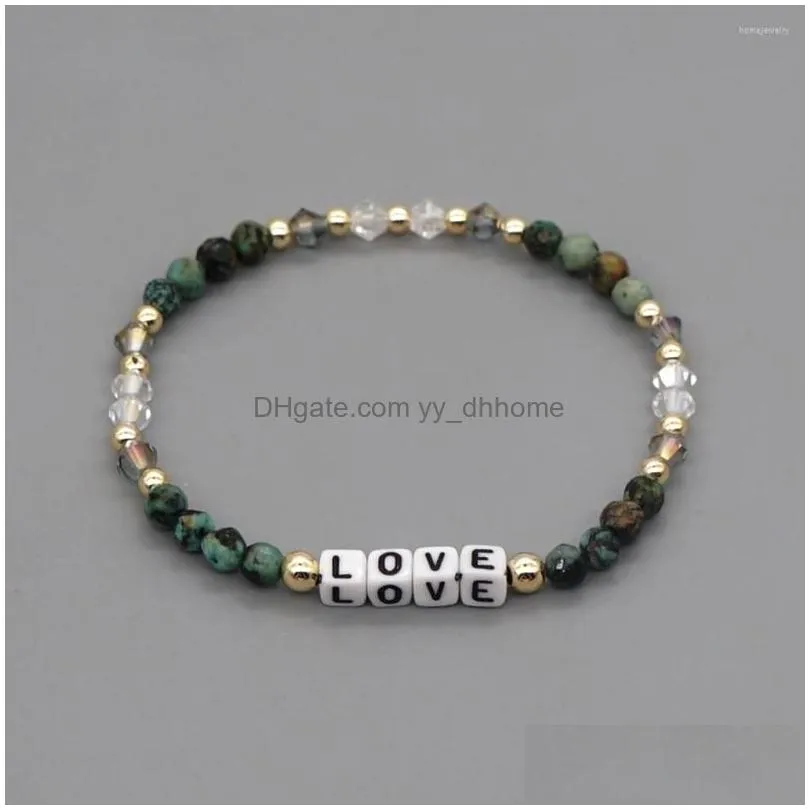 strand shinus natural stone bracelet for couple crystal love letter jewelry women gift vintage