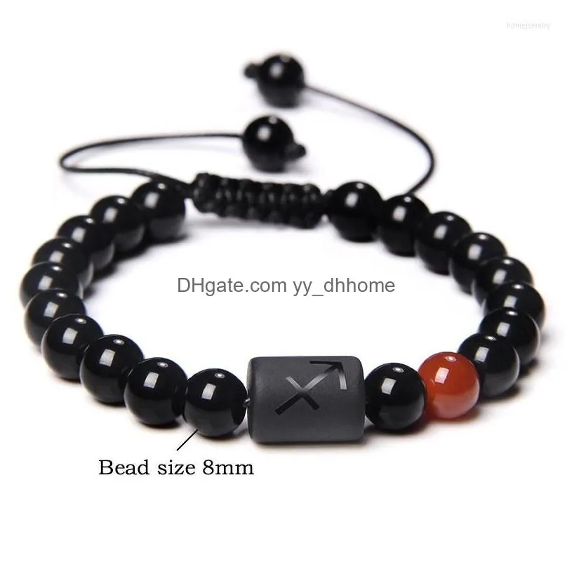 strand handmade 12 zodiac sign constellation horoscope beads braided bracelet natural stone birthday gift for women men