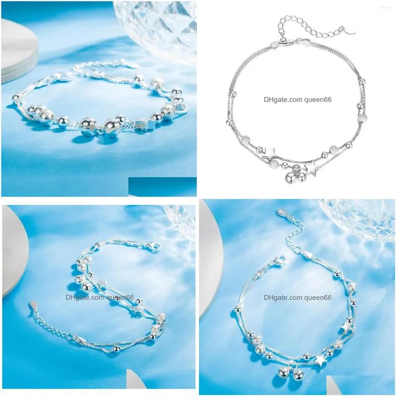 link bracelets doubledeck silver plated star balls small bracelet with s925 fashion jewelry for women bell