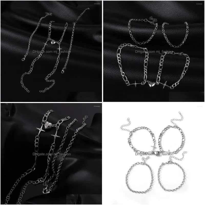 link bracelets simple gothic irregular bracelet female personality charm heart shaped for girlfriends couple holiday gifts jewery
