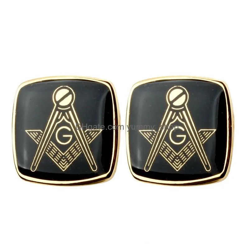 highquality copper cufflinks simple gold black bottom masonic mens suit daily accessories gifts french shirt square cuff links