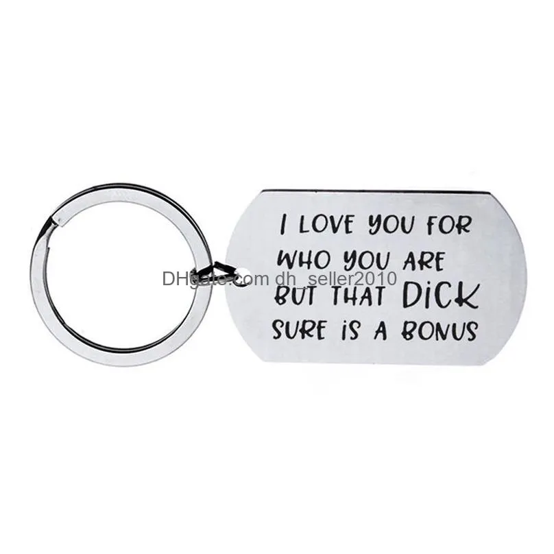 couples funny keychain i love you for who but that dick pussy sure is a bonus keychains boyfriend girlfriend husband wife