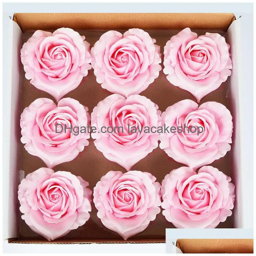 9pcs diameter 10cm soap heart shape rose scented bath body petal flower case wedding decoration gift festival box