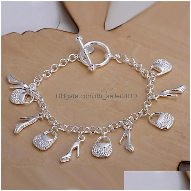 strand beaded strands wedding silver color charms shoe bag bracelet for lady girl women high quality fashion jewelry valentines day