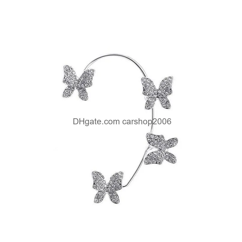 butterfly earrings ear cuffs climber wrap around earring for women girl fairy right left no piercing ear clip gold silver ear jewelry