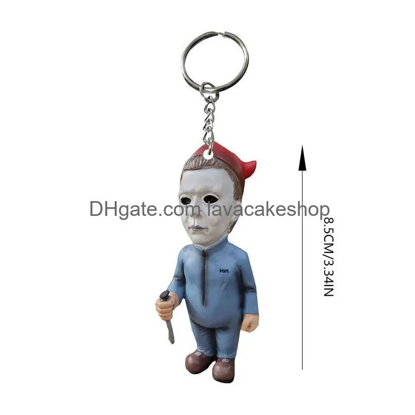 halloween keychain horror character scary movies figure pendant hanging key chain backpack acrylic key ring decoration