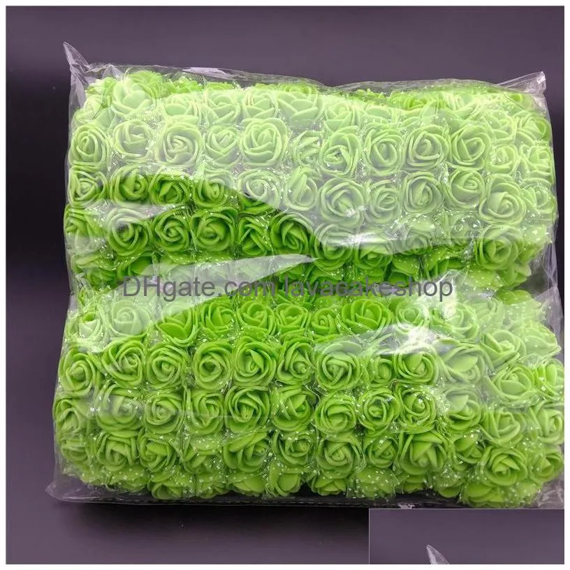 decorative flowers wreaths 144 pcs/ pack mini foam artificial rose flower bouquet wedding decor craft supplies stta889