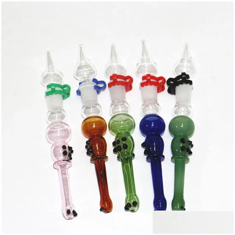 smoking nectar kits with domeless quartz nail 14mm nector oil rigs glass bongs water pipes silicone hand pipe