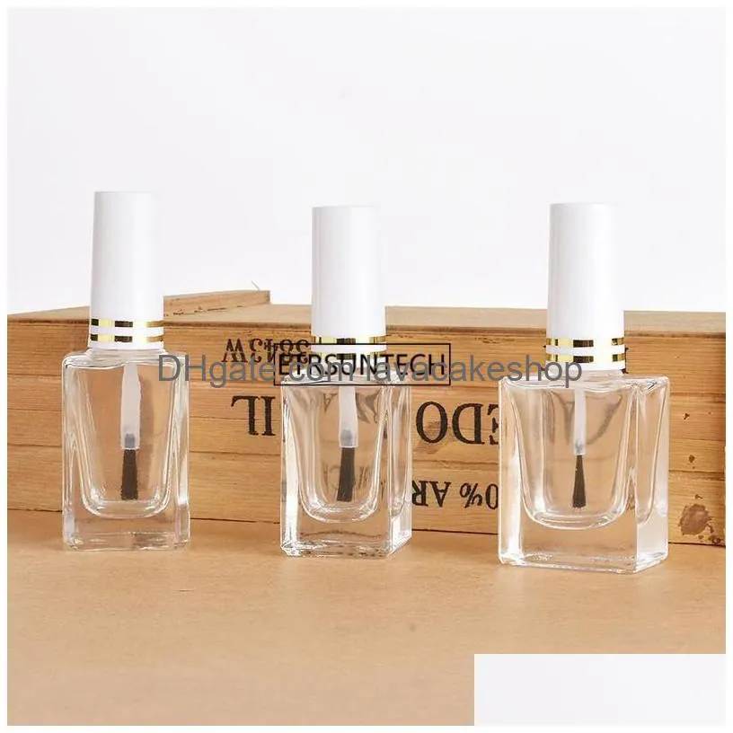 100pcs 15ml clear glass empty nail polish bottle with a lid brush nail glass bottles with brush empty cosmetic containers f35721