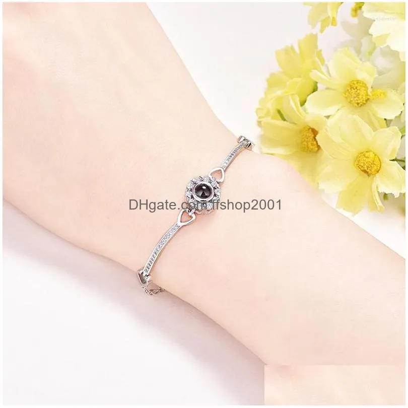 link bracelets sl134 fashion s925 sterling silver jewelry bracelet female lettering 100 languages love memory