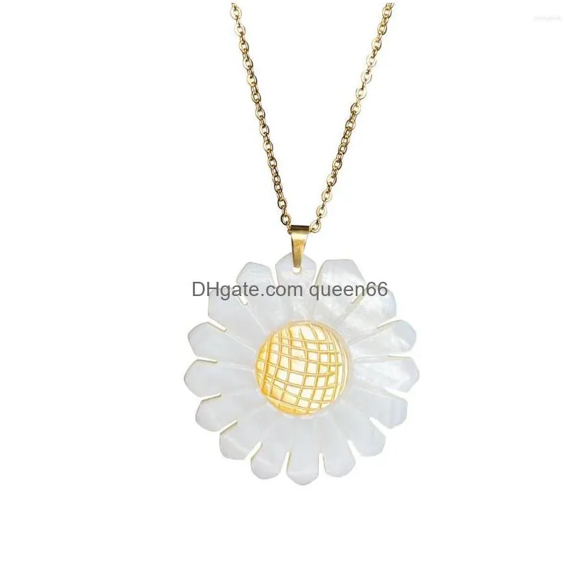 pendant necklaces kbjw original heavy necklace sea shell sunflower shape jewelry delicate stainless steel metal sweater chain