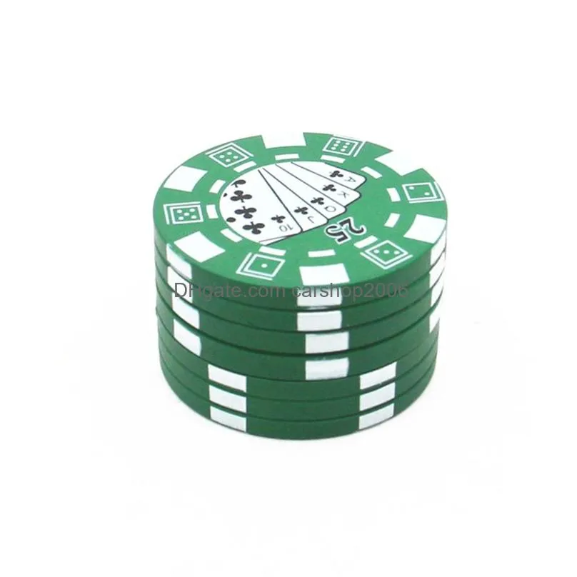 plastic 40mm herb grinder poker chip style household smoking accessories 3 layers metal tobacco grinders