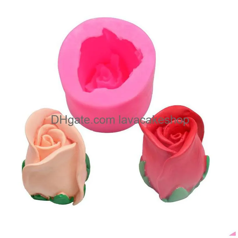 flower modelling cake moulds pure color diy baking 3d three dimensional silicone rose molds kitchen practical gadget 6cka j2