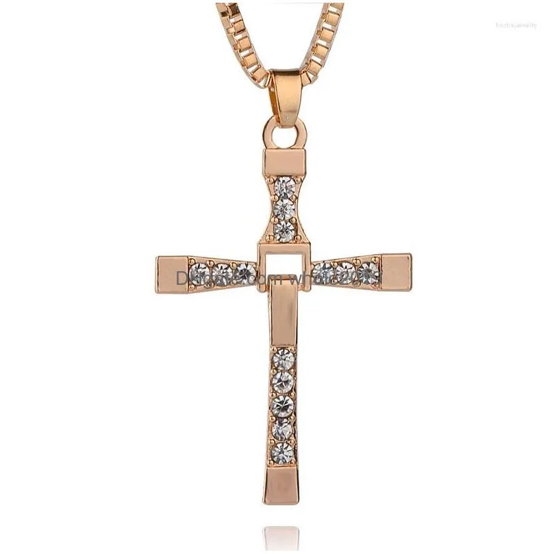 pendant necklaces lucky movie characters logo religion jesus cross zircon necklace love woman mother girl gift wedding blessing